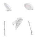 falling Dinnerware, plates, fork and spoons Royalty Free Stock Photo
